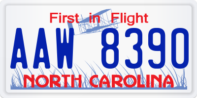 NC license plate AAW8390