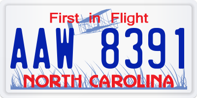 NC license plate AAW8391