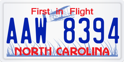 NC license plate AAW8394