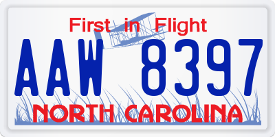 NC license plate AAW8397