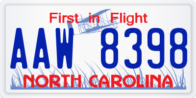 NC license plate AAW8398