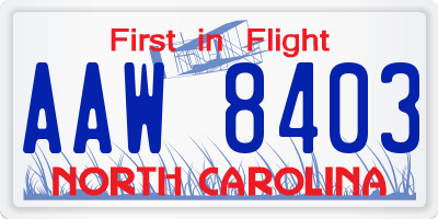 NC license plate AAW8403
