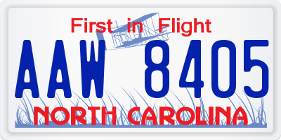 NC license plate AAW8405