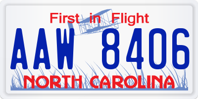 NC license plate AAW8406