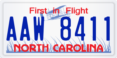 NC license plate AAW8411