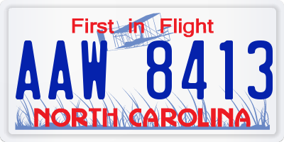 NC license plate AAW8413