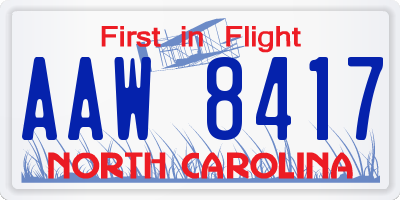 NC license plate AAW8417
