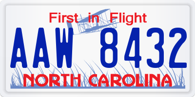 NC license plate AAW8432