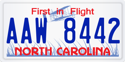 NC license plate AAW8442