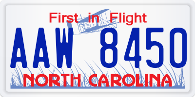 NC license plate AAW8450