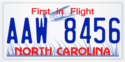 NC license plate AAW8456