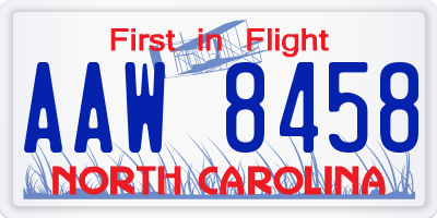 NC license plate AAW8458