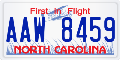 NC license plate AAW8459