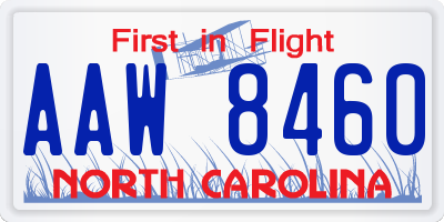 NC license plate AAW8460