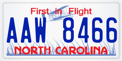 NC license plate AAW8466