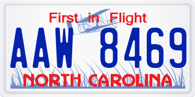 NC license plate AAW8469