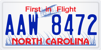 NC license plate AAW8472