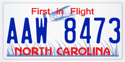 NC license plate AAW8473