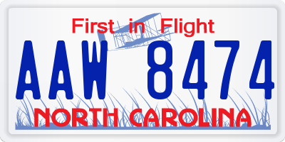 NC license plate AAW8474