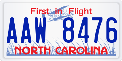 NC license plate AAW8476
