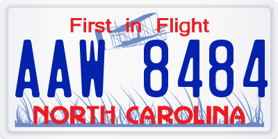 NC license plate AAW8484