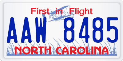 NC license plate AAW8485