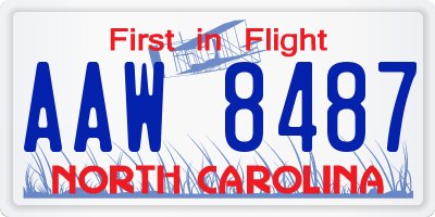 NC license plate AAW8487