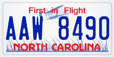 NC license plate AAW8490