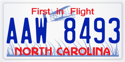 NC license plate AAW8493