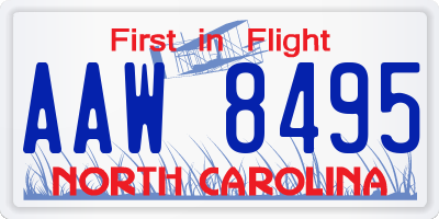 NC license plate AAW8495