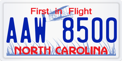 NC license plate AAW8500