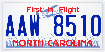 NC license plate AAW8510