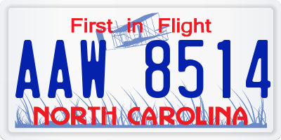 NC license plate AAW8514