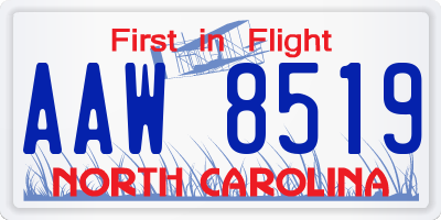 NC license plate AAW8519