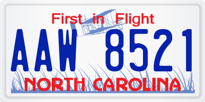 NC license plate AAW8521