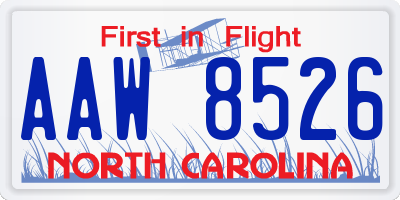 NC license plate AAW8526