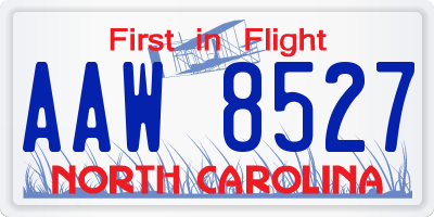 NC license plate AAW8527