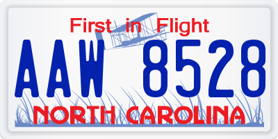 NC license plate AAW8528