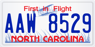 NC license plate AAW8529