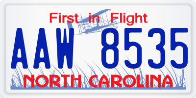 NC license plate AAW8535
