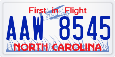 NC license plate AAW8545