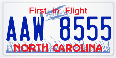 NC license plate AAW8555