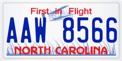 NC license plate AAW8566