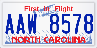 NC license plate AAW8578