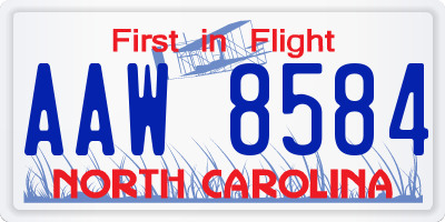 NC license plate AAW8584