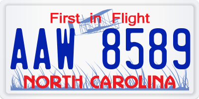 NC license plate AAW8589