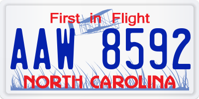 NC license plate AAW8592