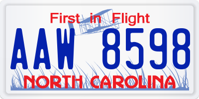 NC license plate AAW8598