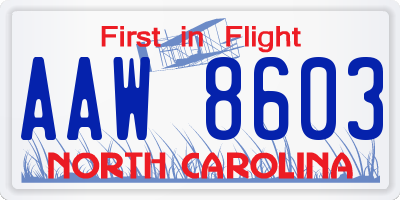 NC license plate AAW8603