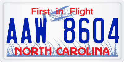 NC license plate AAW8604